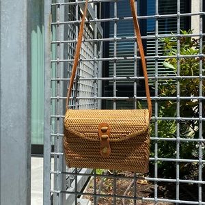 Crown Vintage Rattan Crossbody Bag